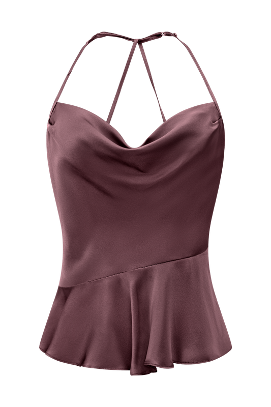 Twiggy Halter Silk Top Mauve