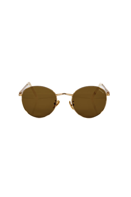 Round Sunglasses in Gold - Warm Brown Lenses