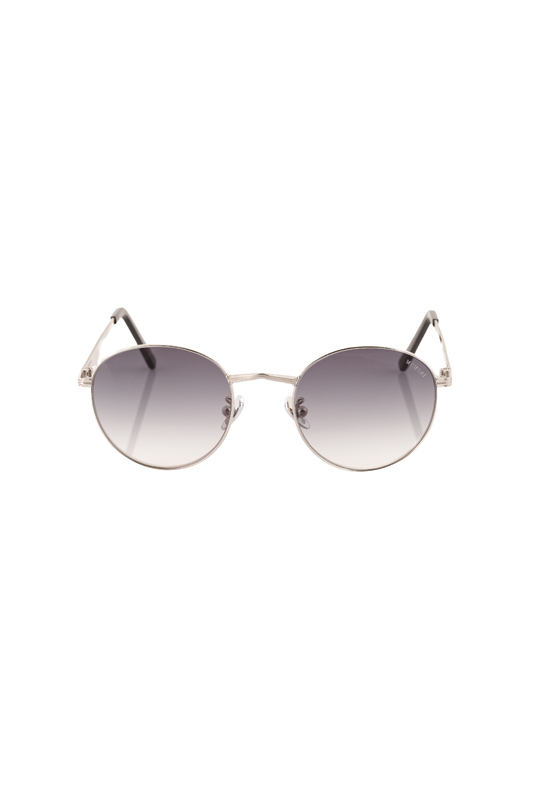 Round Sunglasses in Silver - Black Gradient Lenses