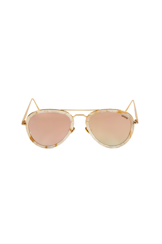 Aviator Sunglasses - Gold with mirrored lenses