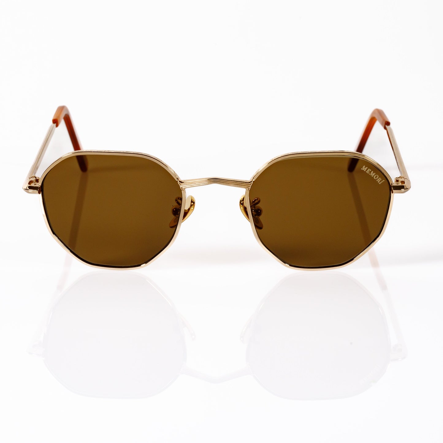 Hexagon Sunglasses in Black- Dark Olive Lenses